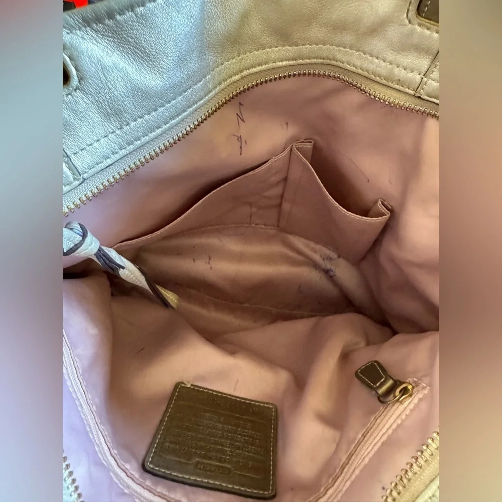 COACH Audrey Gold Perforated Leather Tote
